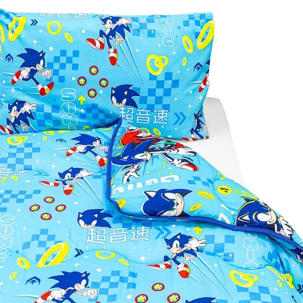 Sonic The Hedgehog Vändbart Påslakanset Enkelt Ljusblått Light Blue Single