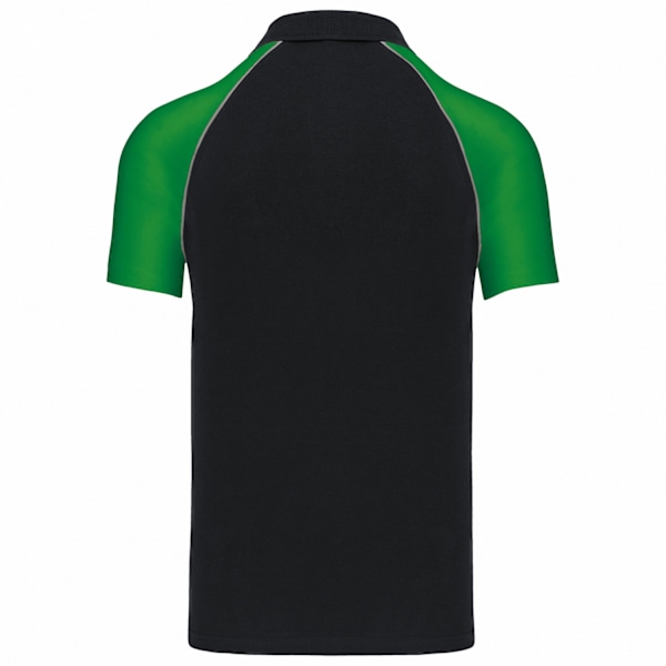 Kariban Herr Kontrast Pique Baseball Polo Shirt XL Svart/Grön Black/Green XL
