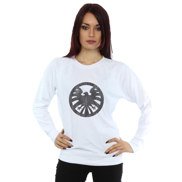 Marvel Dam/Damer Agents Of SHIELD Distressed Logo Sweatshirt White XL