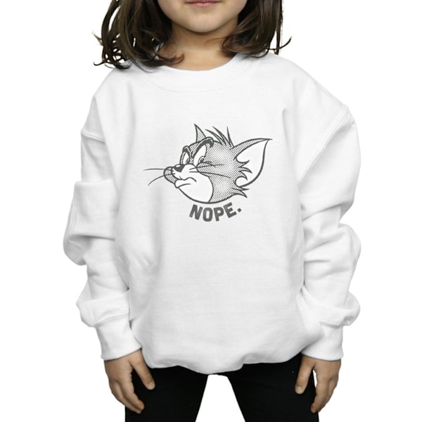 Tom And Jerry Girls Nope Face Sweatshirt 5-6 år Vit White 5-6 Years