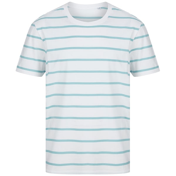 Front Row Unisex Vuxen Randig T-shirt XS Vit/Äggblå White/Duck Egg Blue XS