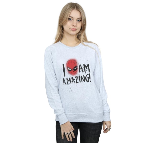 Marvel Dam/Kvinnor Spider-Man I Am Amazing Sweatshirt XXL Hea Heather Grey XXL