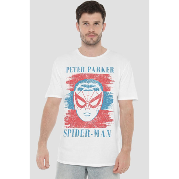 Spider-Man Herr Peter Parker Randig T-Shirt L Vit White L