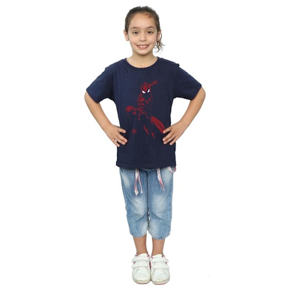 Marvel Girls Spider-Man Shadow Bomull T-shirt 12-13 år Marinblå Navy Blue 12-13 Years