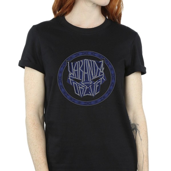 Marvel Womens/Ladies Wakanda Forever Tribal Icon Cotton Boyfrie Black XL