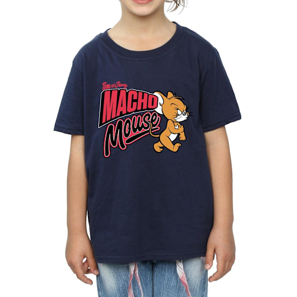 Tom And Jerry Girls Macho Mouse Bomull T-shirt 12-13 År Marinblå Navy Blue 12-13 Years