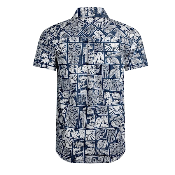 Weird Fish Faraway Bladtryck Ekologisk Bomullsskjorta Herr 3XL Est Estate Blue 3XL