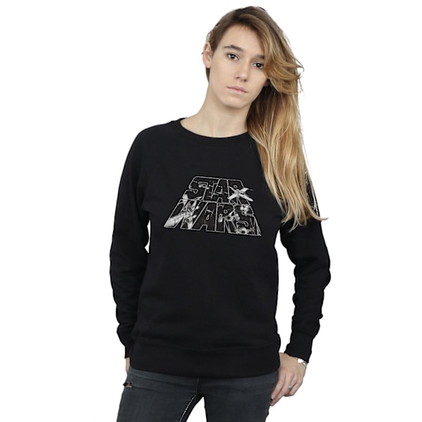 Star Wars Dam/Damer Logotyp Space Sketch Sweatshirt XL Svart Black XL