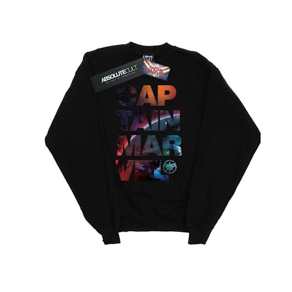 Marvel Girls Captain Marvel Space Text Sweatshirt 5-6 år Bla Black 5-6 Years