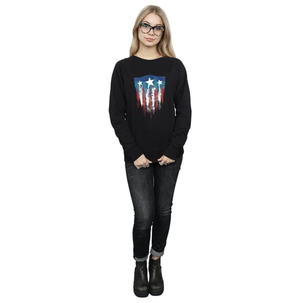 Marvel Womens/Ladies Captain America Flag Shield Sweatshirt LB Black L