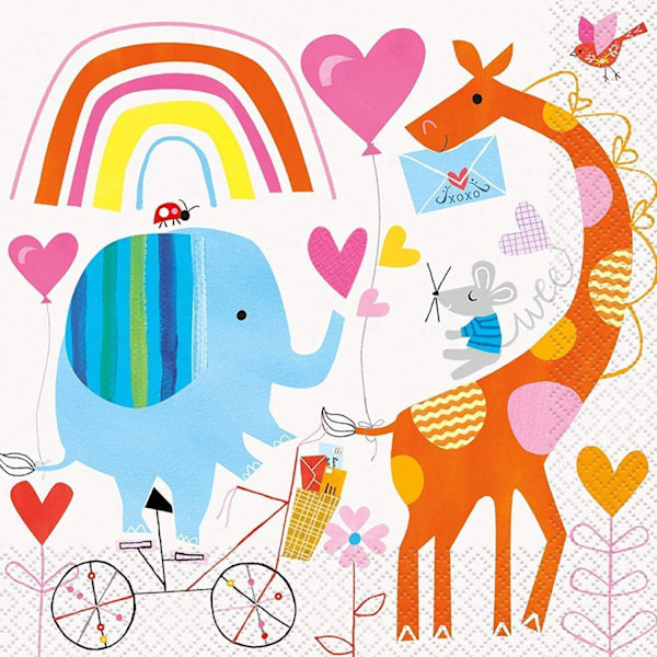 Unika fest Zoo Baby Shower engångsservetter (16-pack) På Multicoloured One Size