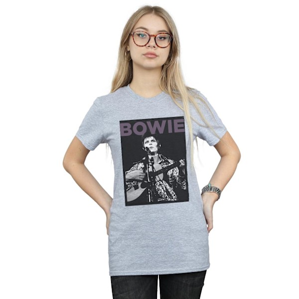 David Bowie Dam T-shirt i bomull för kvinnor/damer Sports Grey L