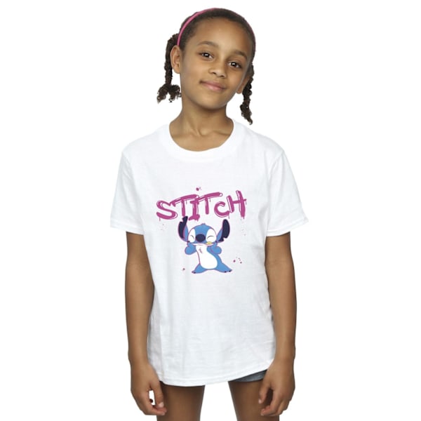 Disney Girls Lilo And Stitch Graffiti Bomull T-shirt 5-6 År White 5-6 Years