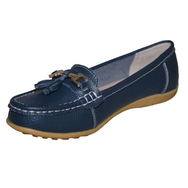 Boulevard Dam/Damer Action Läder Tofs Loafers 5 UK Marinblå Navy 5 UK
