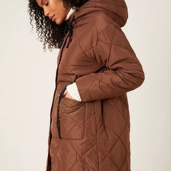 Dorothy Perkins Dam/Dam Padded Longline Parka L Choklad Chocolate L