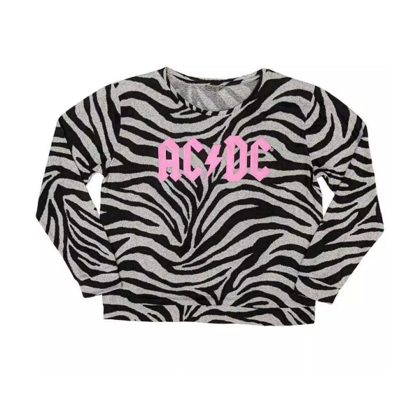 AC/DC Dam/Dam Zebra Print Logo Lång Pyjamas Set XS Svart/Vit Black/White XS