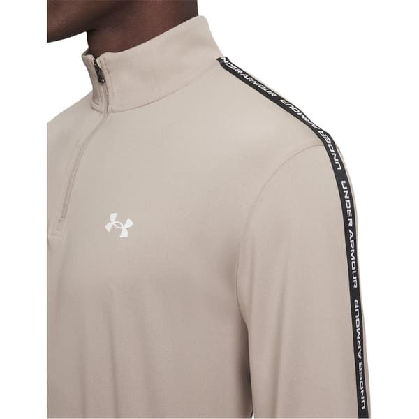 Under Armour Herr Tech Textured Half Zip Top S Taupe/Svart/Vit Taupe/Black/White S