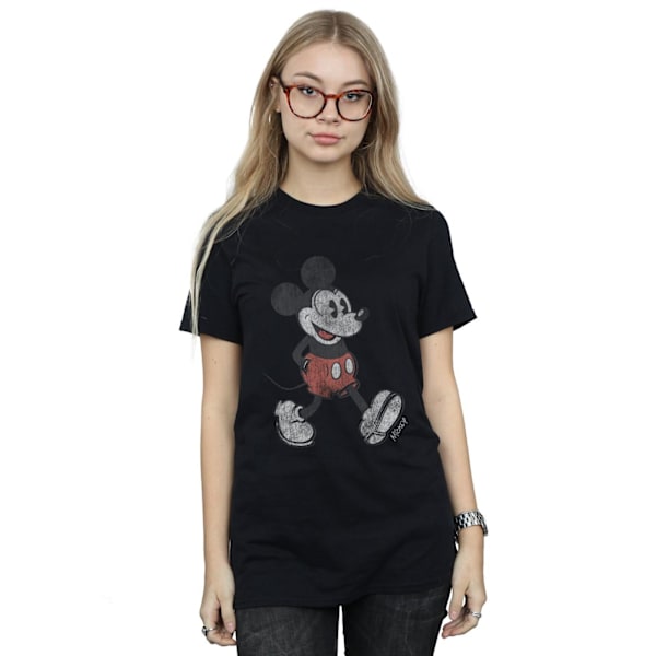 Disney Dam/Damer Walking Mickey Mouse Bomull Boyfriend T-Sh Black L