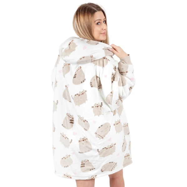 Pusheen Oversize-huvtröja med filt för kvinnor/damer, vit, one size White One Size