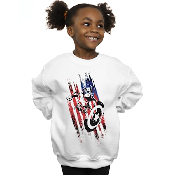 Marvel Girls Avengers Captain America Streaks Sweatshirt 3-4 år White 3-4 Years