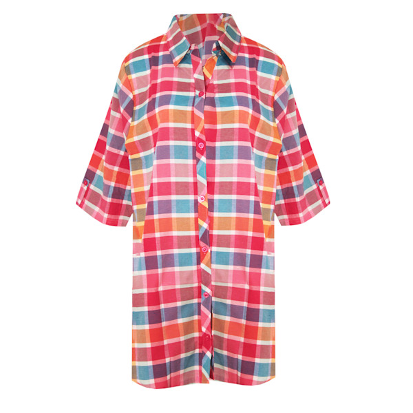 Forever Dreaming Dam/Kvinna Rutig Knapp-Ner Nattlinne L Pink L