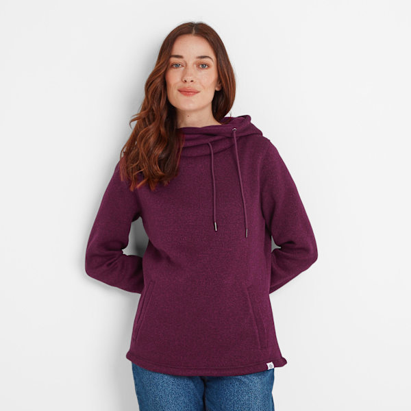 TOG24 Dam/Kvinna Acer Fleece Knitlook Hoodie 24 UK Lila Be Purple Berry Marl 24 UK