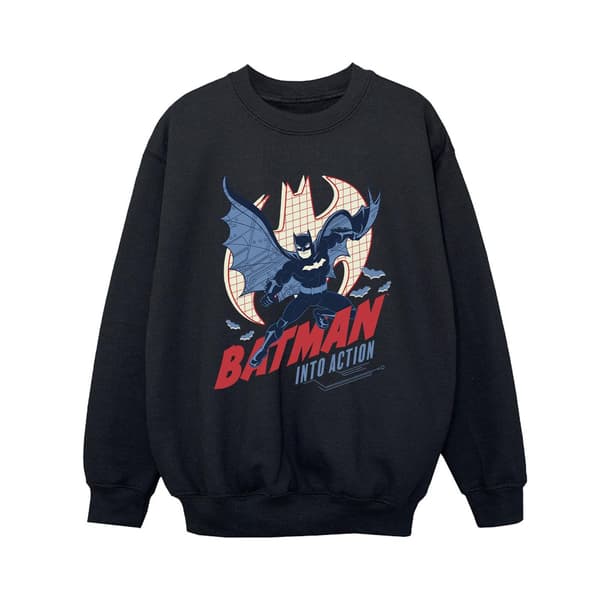 DC Comics Boys Batman Into Action Sweatshirt 7-8 år Svart Black 7-8 Years