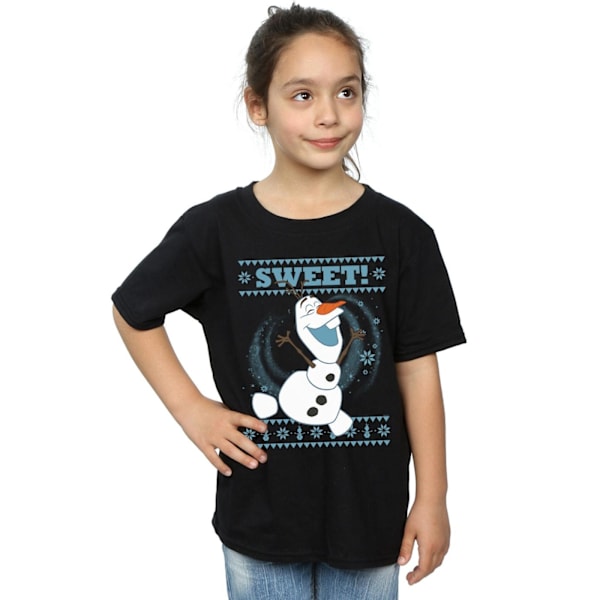 Disney Girls Frozen Olaf Sweet Christmas Bomull T-shirt 3-4 år Black 3-4 Years