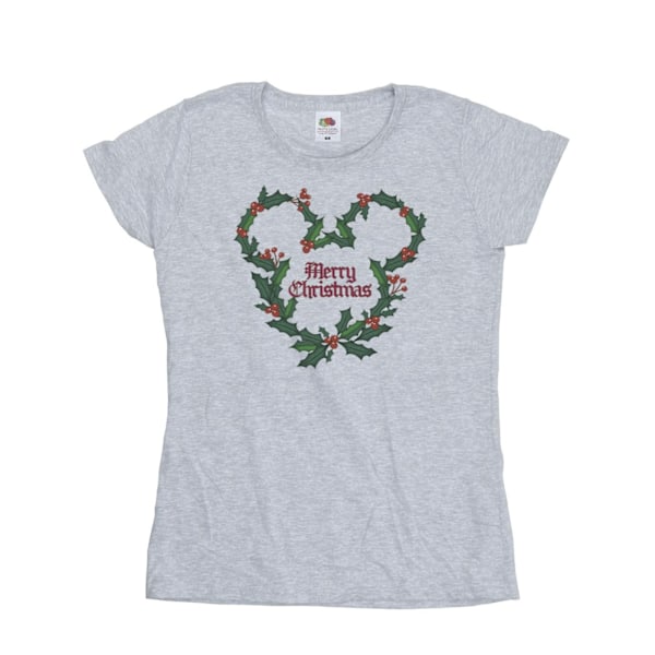 Disney Dam/Kvinnor Musse Pigg God Jul Holly Bomull Sports Grey L
