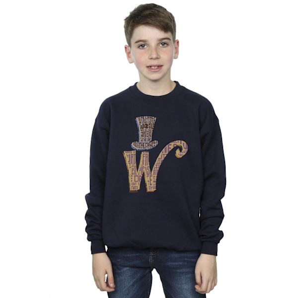 Willy Wonka Boys W Logo Hat Sweatshirt 5-6 år Marinblå Navy Blue 5-6 Years