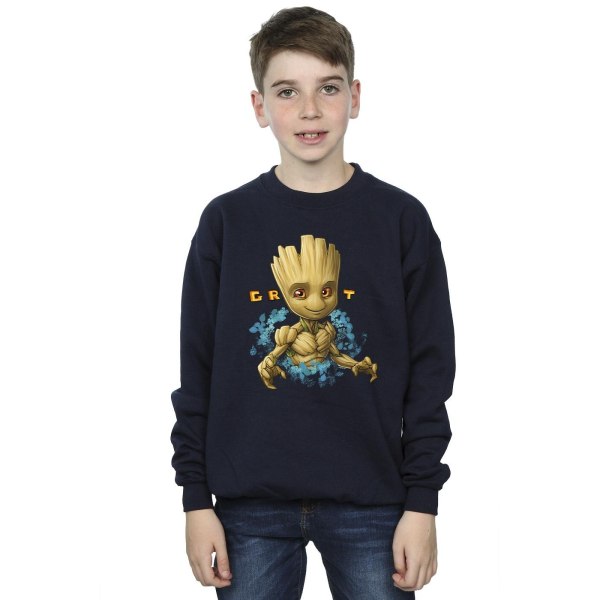 Guardians Of The Galaxy Boys Groot Flowers Sweatshirt 12-13 Ja Navy Blue 12-13 Years