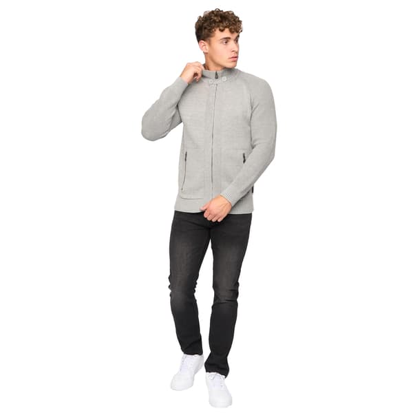 Crosshatch Herr Birchin Stickad Heldragkedja Tröja XL Grå Grey XL