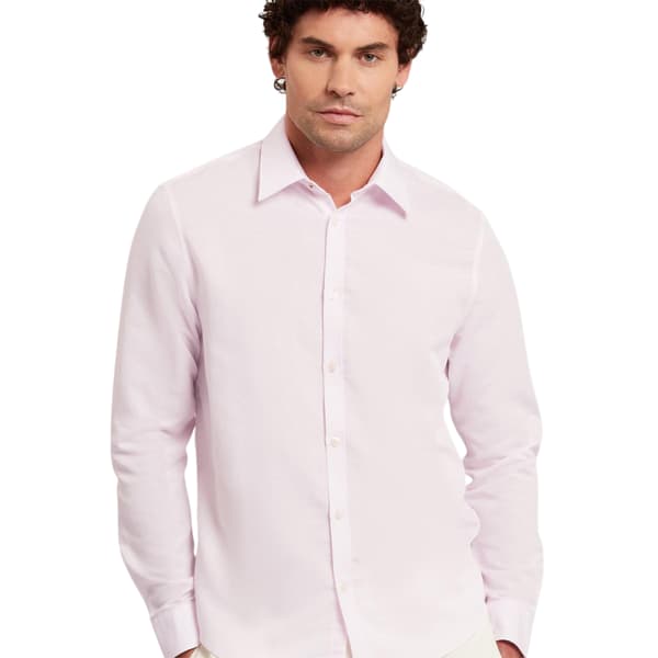Ted Baker Herr Linneblandning Regular Långärmad Skjorta M Ljusrosa Light Pink M