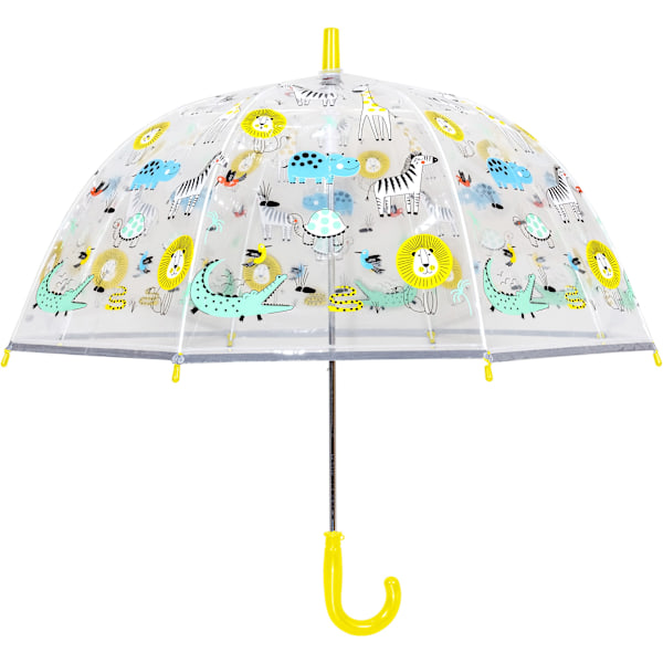 X-Brella Barnparaply/Paraply för barn med djungeldjur, kupolformat, en storlek, transparent/gul Clear/Yellow One Size