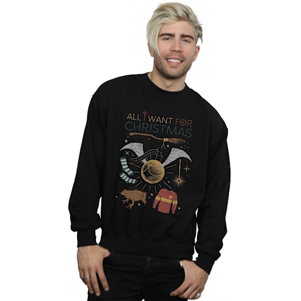 Harry Potter Herr All I Want For Christmas Sweatshirt 4XL Svart Black 4XL