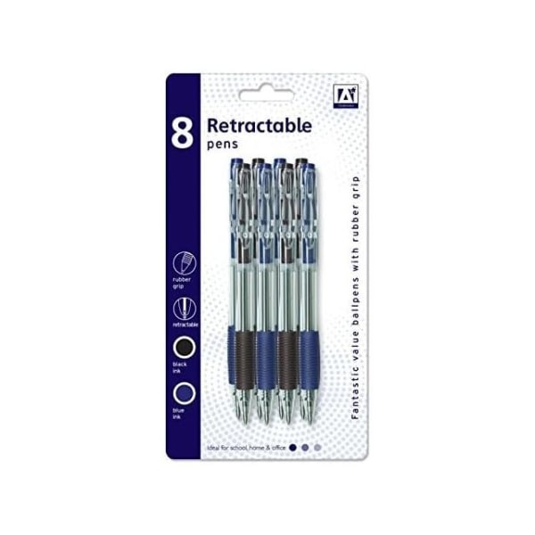 Anker Infällbar Penna (Pack med 8) One Size Svart/Blå/Klar Black/Blue/Clear One Size