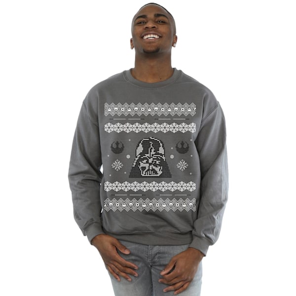 Star Wars Herr Jul Darth Vader Fair Isle Sweatshirt S Grå Charcoal S
