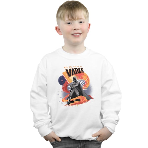 Star Wars Boys Darth Vader Swirling Fury Sweatshirt 7-8 år W White 7-8 Years