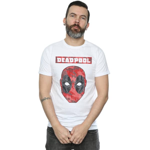 Marvel Herr Deadpool Camo Head T-Shirt S Vit White S