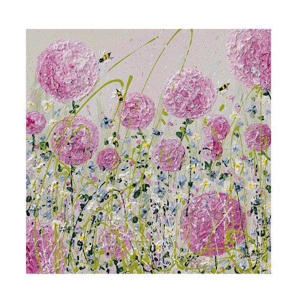 Siobhan McEvoy Honey Bees Print 40cm x 40cm Lila/Grön Purple/Green 40cm x 40cm