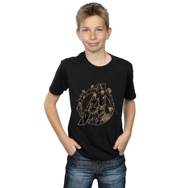 Avengers Infinity War Boys Logo Bomull T-shirt 7-8 år Svart Black 7-8 Years