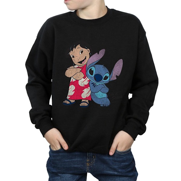 Lilo & Stitch Klassisk Sweatshirt för Pojkar 7-8 År Svart Black 7-8 Years