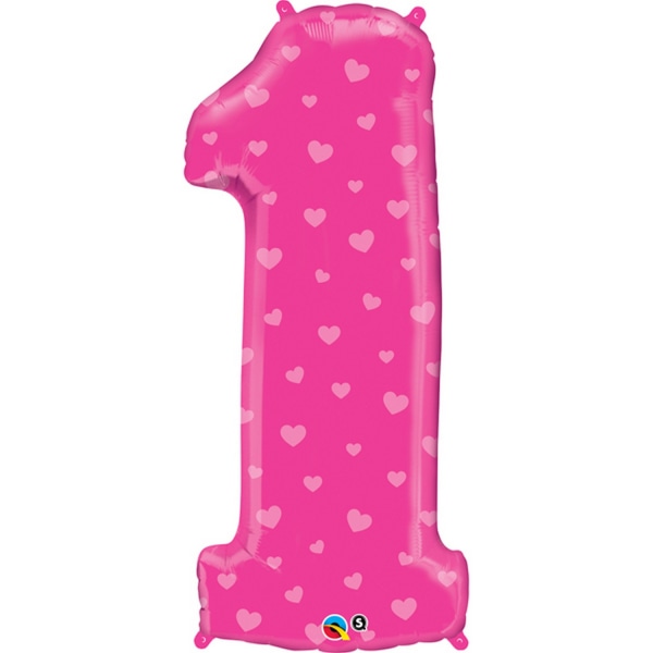 Qualatex 38 tums nummer ett formad foliefödelsedagsballong One Si Pink One Size