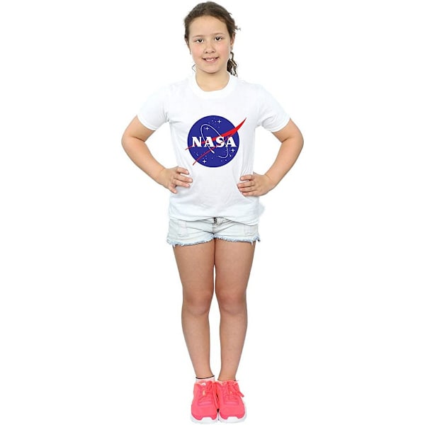 NASA Girls Insignia Logo Bomull T-shirt 12-13 år Vit White 12-13 Years