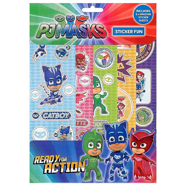 PJ Masks Roliga Karaktärer Klistermärkesark (Paket med 5) En Storlek Flerfärgad Multicoloured One Size