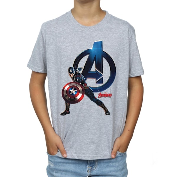 Marvel Boys Captain America Pose T-Shirt 12-13 år Sports Grå Sports Grey 12-13 Years