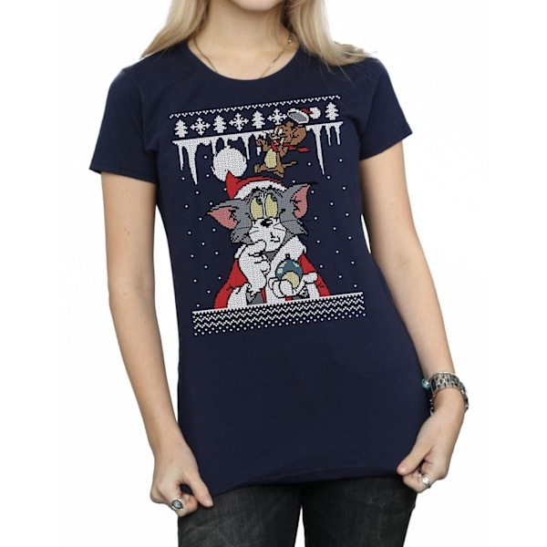 Tom And Jerry Dam/Damjul Jul Fair Isle Bomull T-shirt Navy Blue M