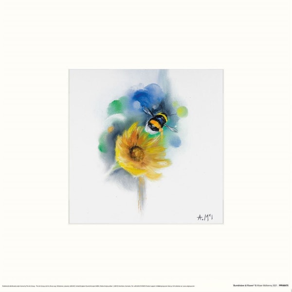 Alison Mcilkenny Bumblebee & Flower Print 30cm x 30cm Gul/Gr Yellow/Green/Blue 30cm x 30cm