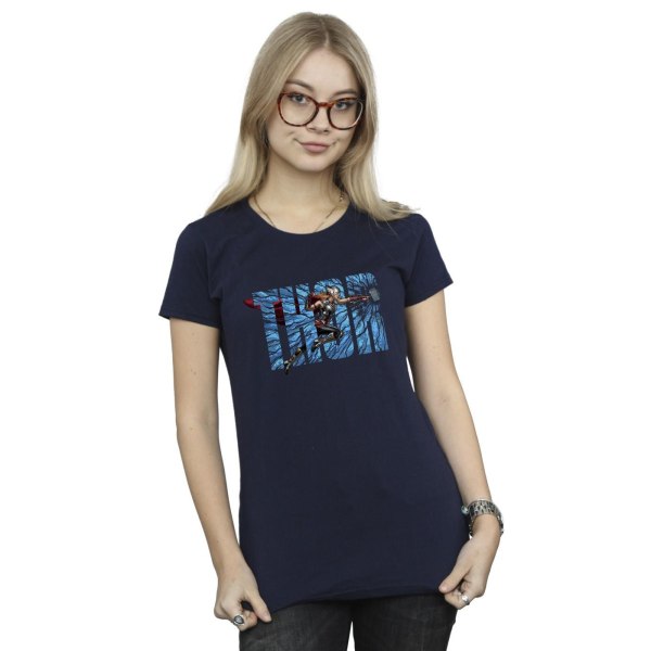 Marvel Womens/Ladies Thor Love And Thunder Smash Bomull T-shirt Navy Blue XXL