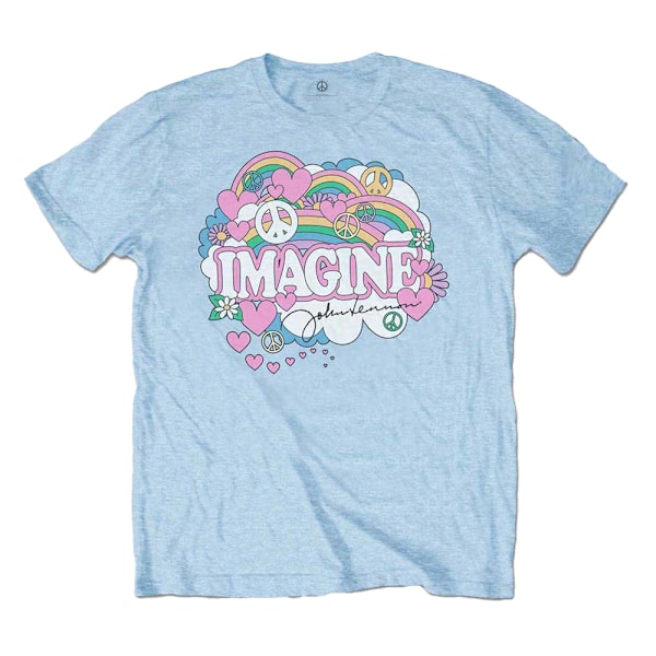 John Lennon Unisex Vuxen Regnbåge Bomull T-shirt XL Ljusblå Light Blue XL